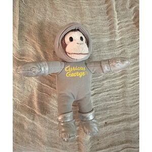 6" Gund Curious‎ George Astronaut Rocket silver Red Ship Spaceship Plush Toy